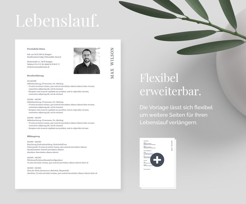 German | application templates Cv Template | | eBook with videos Microsoft Word, Apple Pages, OpenOffice and LibreOffice | »VERTICAL« image 2