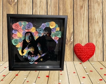 Personalized Shadow Box with Paper Flowers