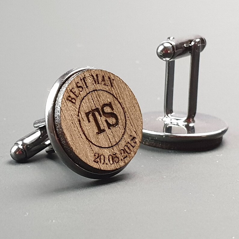 Wooden Wedding Personalised Cufflinks Groom Groomsman Bestman