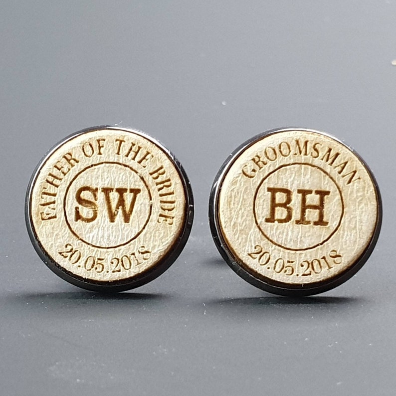 Wooden Wedding Personalised Cufflinks Groom Groomsman Bestman