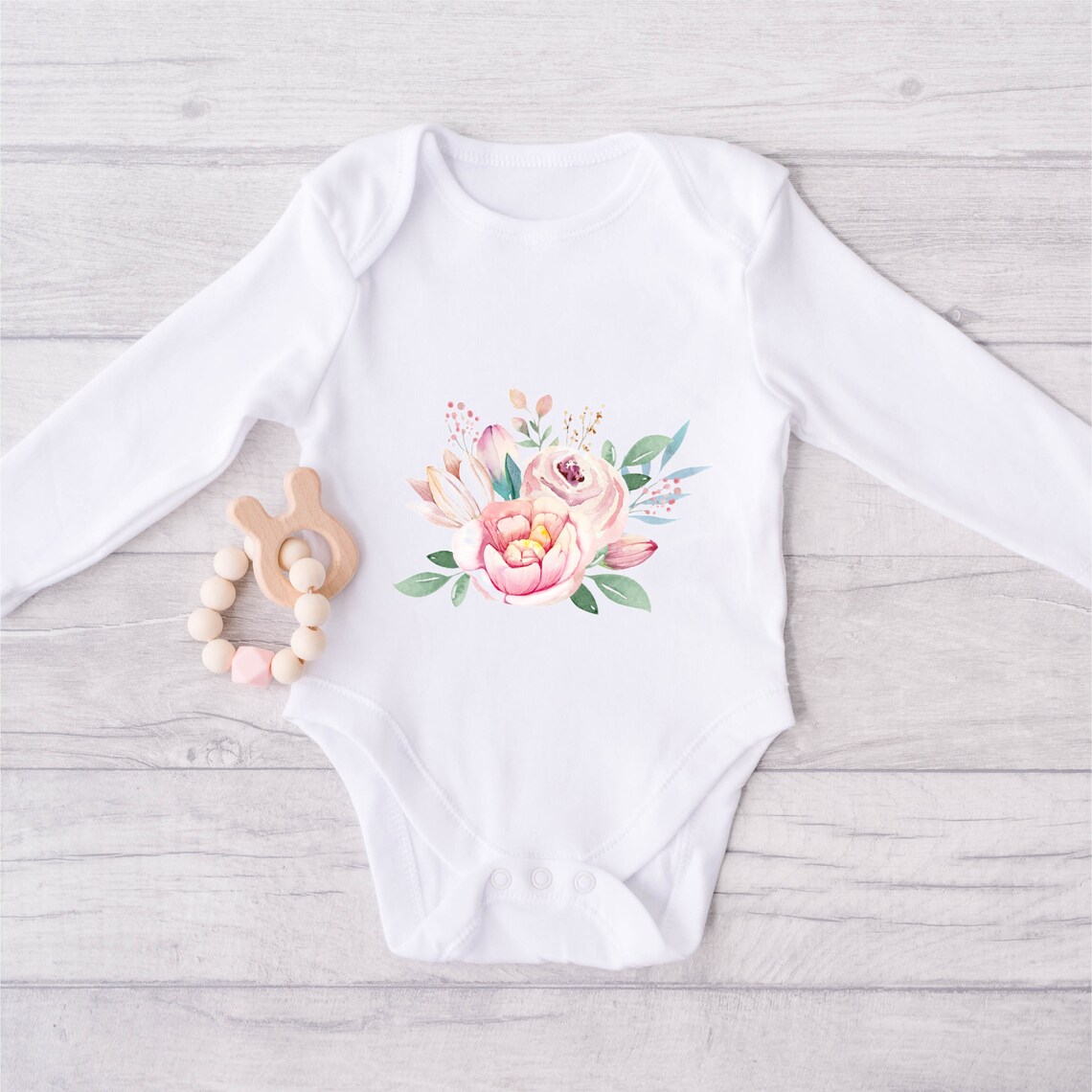 Set of 3 Personalised Baby Flower Onesies Etsy