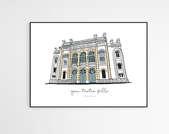 Cadiz | Gran Teatro Falla | Falla, Cadiz | Andalusia, Spain | Andalusia Poster | Cadiz Poster | Falla Theater | Carnival | Spain | Art