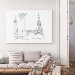 Poster of Spain Square | Plaza España | Sevilla Minimalist | Spain | Cities of Spain | Architecture