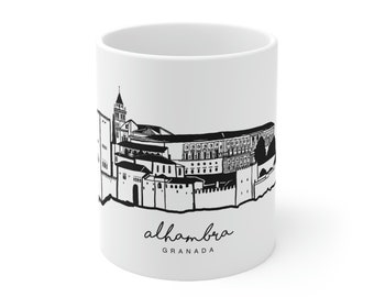 Alhambra Granada | Ceramic Mug 11oz | Alhambra Palace | Andalusia Mug | Travel mug | Granada Spain |