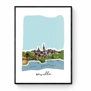 Sevilla and Guadalquivir River | Colorful Sevilla | Seville | Spain | Andalusia | Andalusia Poster | Digital print Sevilla | Art |