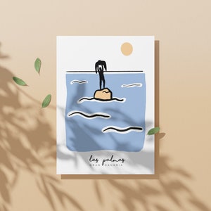 Strand | Atlantischer Ozean | Las Palmas | Gran Canaria | Gran Canaria Kunst | Illustration | Sommer Kanarische Inseln | Spanien | Poster |