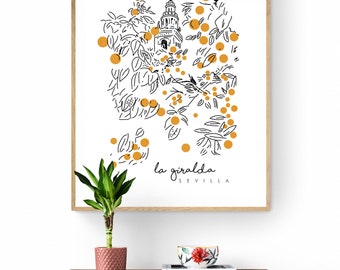 Giralda | Wall Art Print | Bell tower of Seville Cathedral in Seville | Architecture of Seville | Spain | Andalusia
