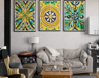 Plaza de España Tile Art Print | Seville Ceramic Wall Decor | Spanish Azulejo Poster | Andalusian Tile Pattern | Mediterranean Home Art |