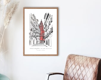 Pamplona Cathedral (Santa María de la Asunción) | Pamplona Art | Pamplona City | Spain | Spain Poster | Northern Spain | San Fermin