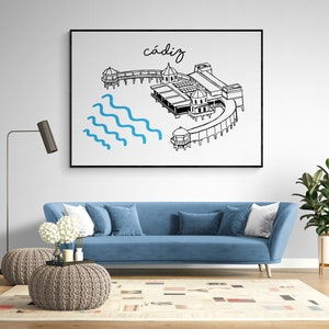LA CALETA | Cádiz | Cádiz, Spain | Spain, La Caleta | Beach | Summer | Digital Print Cádiz | Cádiz Poster | Minimal Cádiz | Art | Design