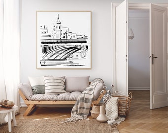 TRIANA | Triana Minimal Art | Digital Print Art Seville | Triana | Andalusia, Spain | Triana Bridge | Andalusia Printable | Drawing