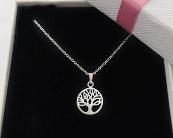 Gioielli con collana albero della vita in argento sterling, ciondolo con ciondolo albero genealogico della vita, regalo per collana di gioielli per amanti della natura