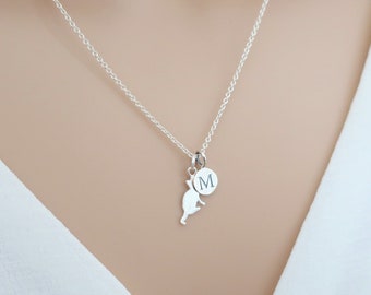 Sterling silver cat necklace, tiny personalized cat initial necklace, cat pet memorial jewelry gift, cat lover gift, memorial necklace