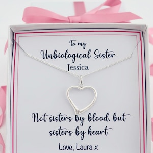 Unbiological sister necklace jewelry gift, best friend necklace gift, heart friendship necklace jewelry, soul sister bff sorority gift