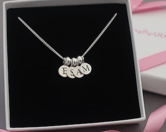 Mum necklace jewellery gift, mother of 4 four necklace, mum of 4 four, mother of 3 three necklace jewelry for mom, initial necklace sterling