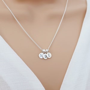 Sterling silver initial necklace, 2 3 4 two three four multiple initial necklace, double triple initial, personalized letter disc necklace