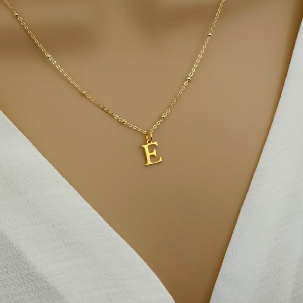 Eerste ketting goud, gouden eerste gepersonaliseerde ketting sieraden, sierlijke naam monogram letter kettingen voor vrouwen 9k verguld sterling