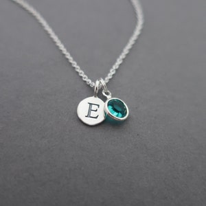 Sterling Silver Birthstone Necklace Personalized Birthstone