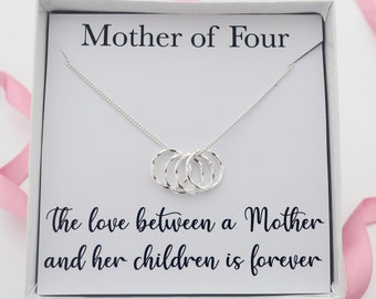 Mother mum & children family necklace jewelry gift,Mother mom of one two three four 1 2 3 4,mom mothers day gift from children kids,sterling
