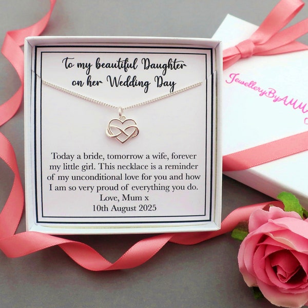 Daughter bride wedding gift from mum for daughter, daughter wedding day gift, bride wedding jewellery necklace, gift for bride from mum