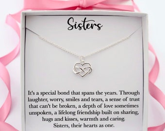Sister necklace sterling silver, sister christmas gift, sisters jewelry, birthday gift for sister, sister gift, heart necklace for sister