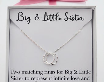 Big sister little sister necklace, big sister little sister jewelry gift, gift for sister, double circle eternity necklace, sterling silver