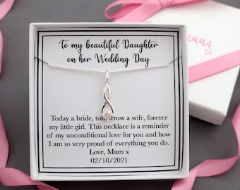 Daughter bride wedding day necklace jewellery gift from mom mum mother of the bride gift for bride daughter bridal gift sterling silver