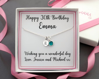 30th birthday gift for her women daughter sister, 30th birthday necklace jewellery, 30th 30 birthday necklace, birthstone sterling silver