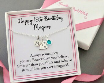 18 birthday necklace jewellery gift for women 18 year old girl granddaughter best friend, 18th gift for her, eighteen eighteenth birthday