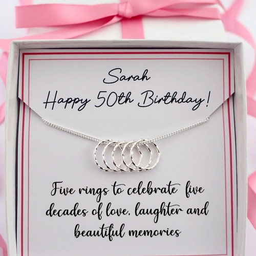 Sterling Silver 50th Birthday Necklace. 50th Birthday Gift. Etsy