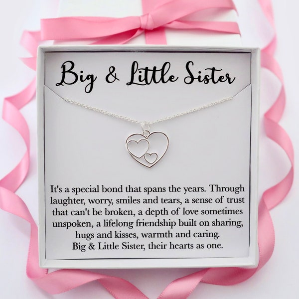 Big sister little sister necklace gift, two 2 sisters necklace, Sister jewellery gifts, christmas birthday gift for sister, sterling silver