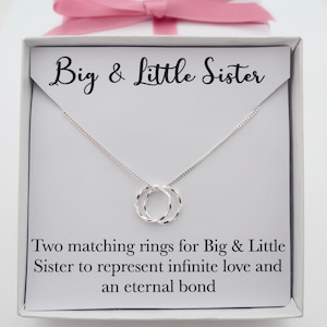 Big sister little sister necklace, big sister little sister jewelry gift, gift for sister, double circle eternity necklace, sterling silver