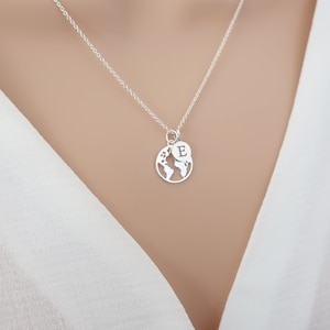 Karte Halskette Schmuck Sterling Silber, erste Erde Globus Weltkarte Halskette, personalisierte Schmuck Geschenk für Freund, Freundschaft Reise Halskette