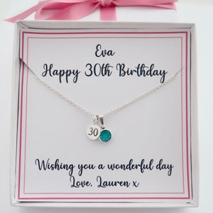 Cadeau personnalisé pour les 30 ans de sa femme, meilleure amie, fille et soeur, 30e, 30, 30, trente, anniversaire, collier, bijouterie, argent sterling