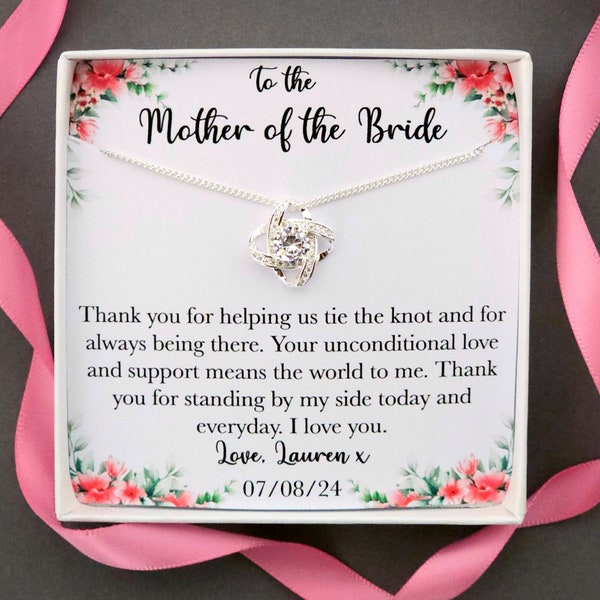 Mother of the bride necklace jewellery gift from daughter bride, gift for mum of bride gift, mum wedding day necklace gift, sterling silver