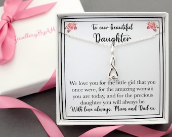Daughter necklace jewellery gift,  mother mum daughter gift, gift for daughter from mum and dad parents, daughter birthday, Sterling silver