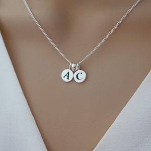 Initial necklace sterling silver, 2 3 4 two three four childrens kids initial necklace for mum, mothers personalized jewelry necklace gift