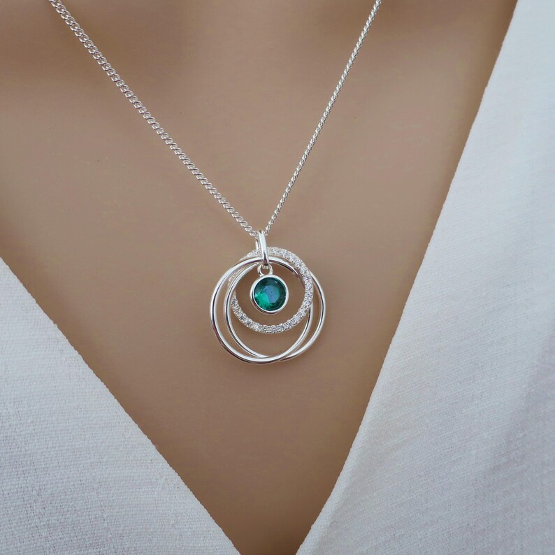 21st birthday necklace jewelry gift for girl her, 21 21st Birthday gift idea, personalised 21st gift birthstone jewellery, sterling silver image 3