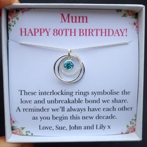 80th birthday necklace gift for her, 80th birthday gift for women grandma mum, 80th birthday jewellery, 80th birthstone gift,Sterling Silver