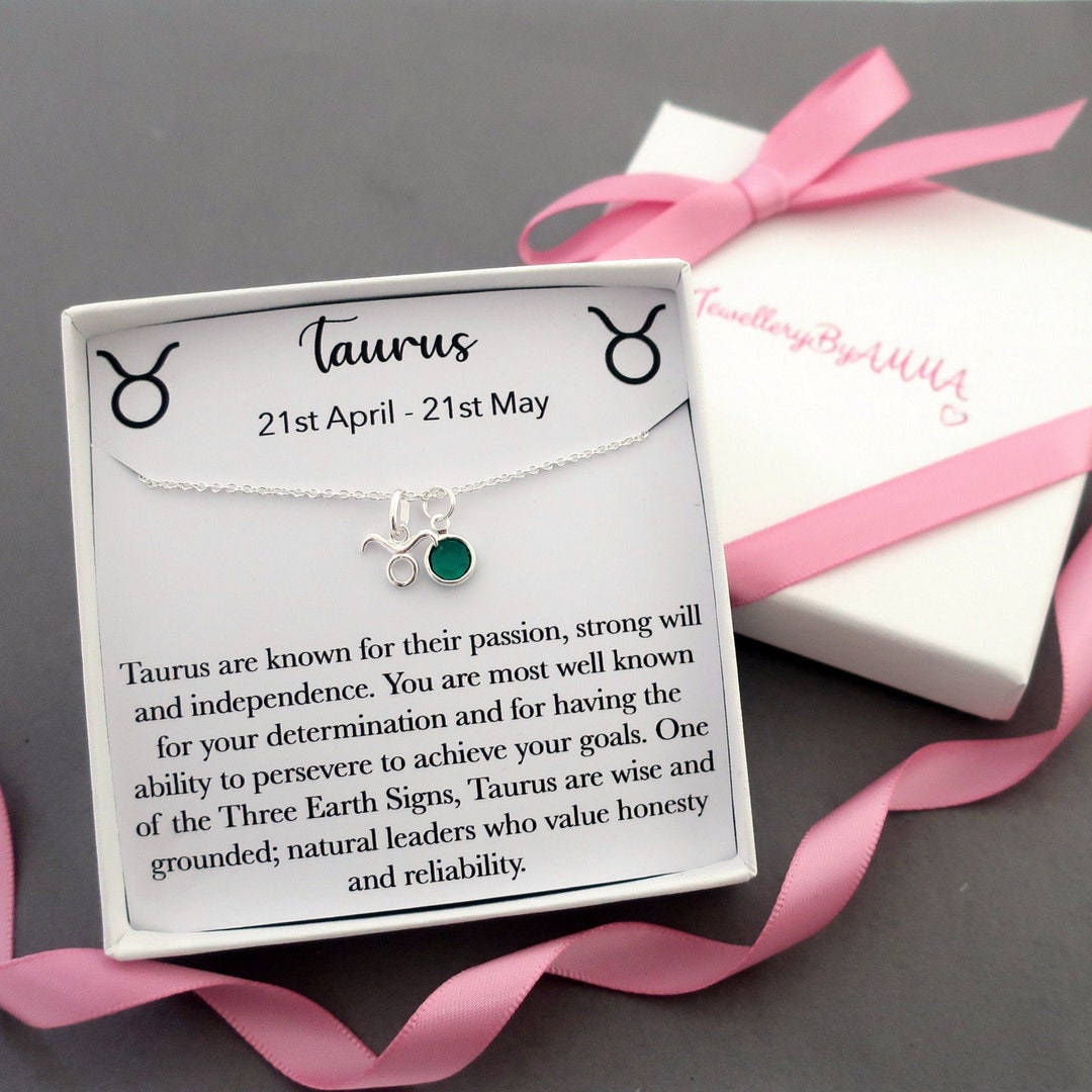 Sterling Silver Taurus Pendant Necklace Zodiac Star Sign Etsy