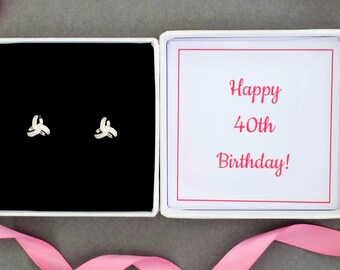 40th birthday gift for her women daughter, 40th birthday earrings jewellery, gift for sister best friend wife, 40th 40 gift, sterling silver