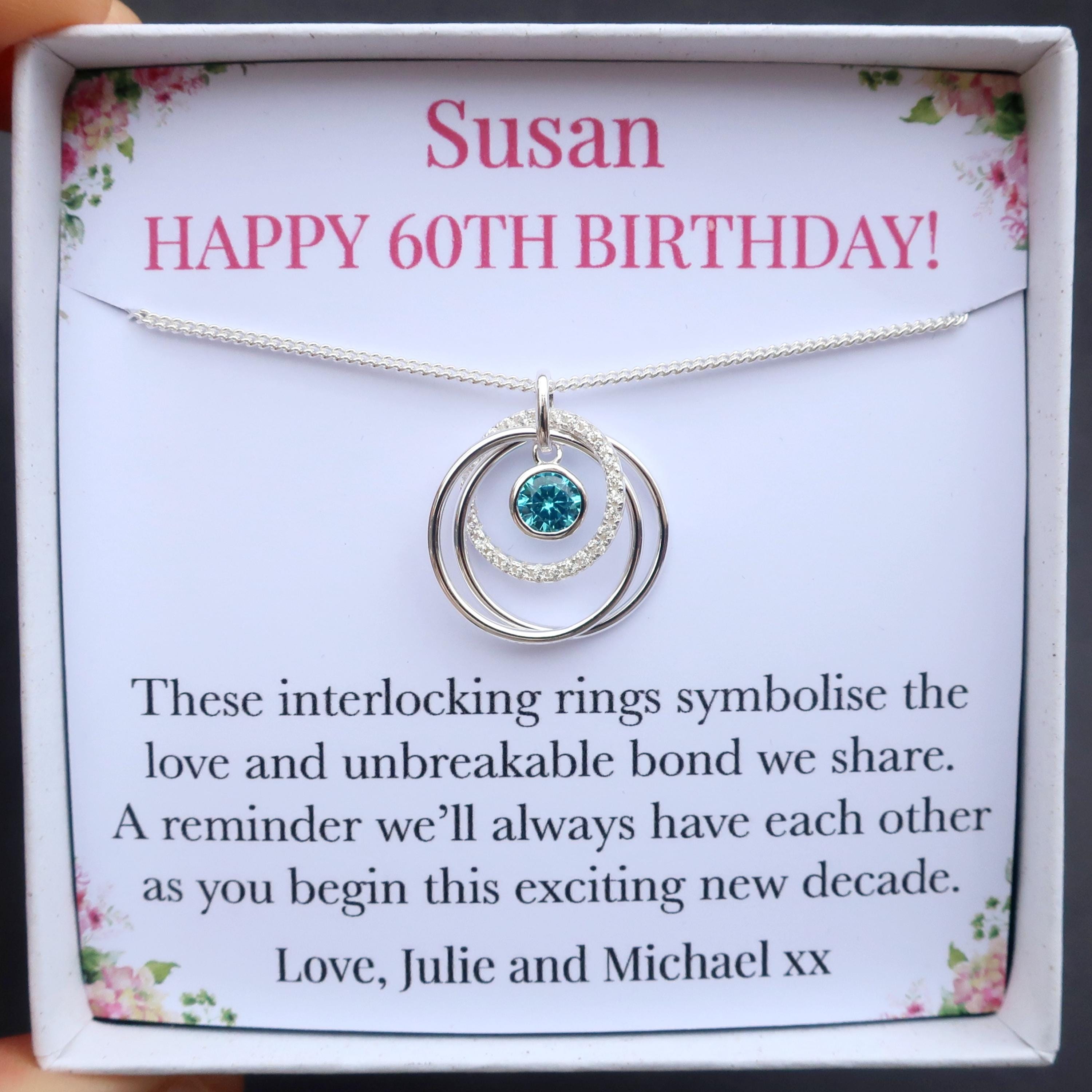 Jewellerybyamma Women's Aqua 60Th Birthday Necklace Gift