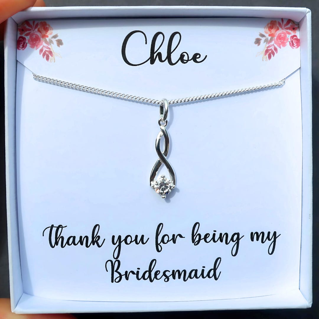 Bridesmaid Necklace Sterling Silver Bridesmaid Jewellery Thank You Gift Diamond Crystal Cz Wedding Necklace Bridal Party Jewelry Gift Etsy UK