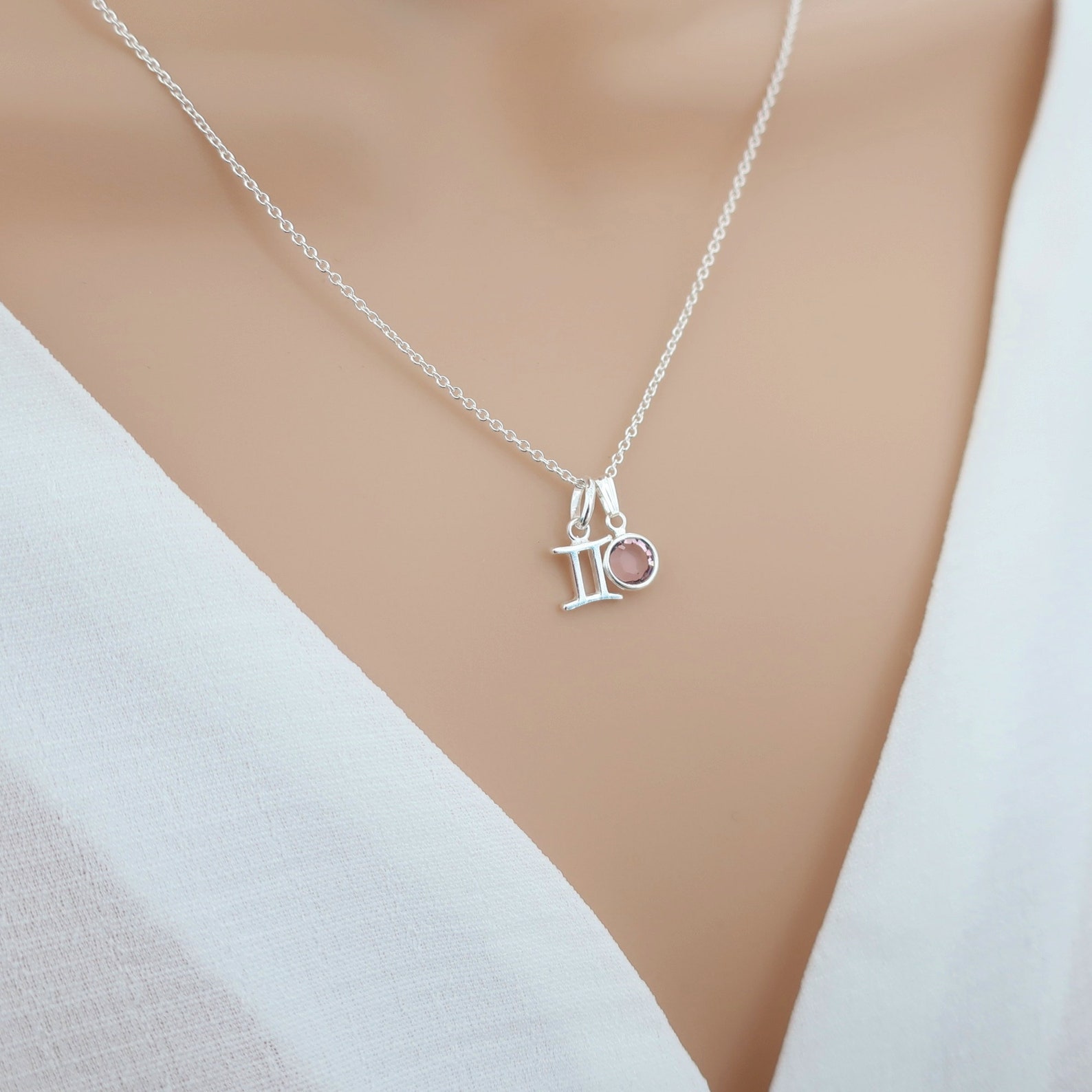 Sterling silver gemini pendant necklace zodiac star sign Etsy