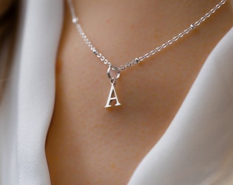 Personalized necklace sterling silver letter initial pendant necklace, custom dainty jewelry, minimalist delicate necklaces for women