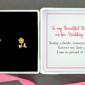 Presente de dia de casamento para filha, noiva, da mãe para a filha, para minha filha, brincos de joias de casamento da noiva, presente para a filha no dia do casamento