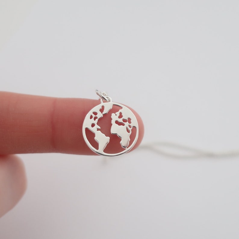 Wanderlust necklace jewelry gift, personalised world map initial necklace, adventure travel necklace jewelry gift for friend globe necklace image 6