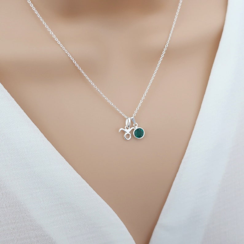 Sterling Silver Taurus Pendant Necklace Zodiac Star Sign Etsy