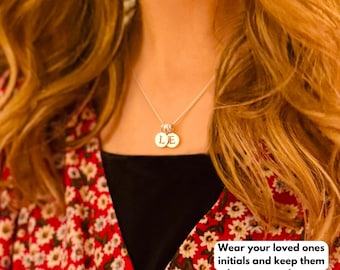 Necklace for mom women, initial necklace sterling silver, family necklace, 2 3 two three multiple initial personalised letter disc necklace