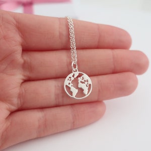 Wanderlust necklace jewelry gift, personalised world map initial necklace, adventure travel necklace jewelry gift for friend globe necklace image 5